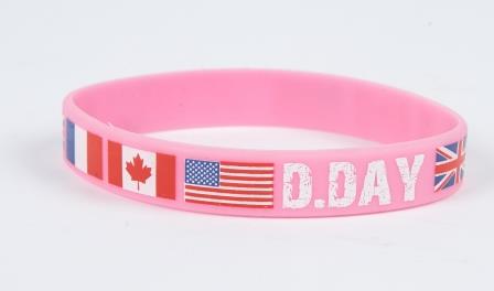 Bracelet Silicone Rose D.Day Drapeaux 