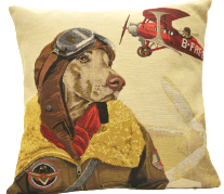 [XS003227/P5170 B&T] Dog & Plane Cushion Case